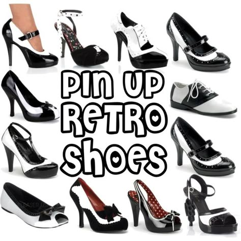 black-white-pin-up-shoes-sale Maids Outfit, Cabelo Pin Up, Rockabilly Shoes, Mode Rockabilly, Pin Up Shoes, Rockabilly Looks, Rockabilly Wedding, Pinup Style, Rockabilly Outfits