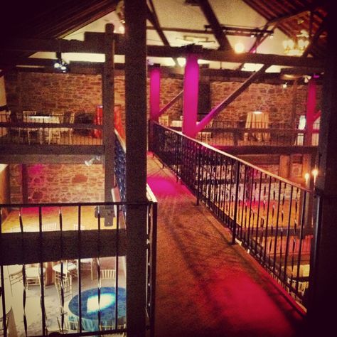 The catwalk :) Barn on Bridge - Collegeville, PA Backstage Theater, Mezzanine Ideas, Collegeville Pa, Backstage Theatre, Bridge Wedding, Glass Floor, Word Play, Cat Walk, Wedding Inspo