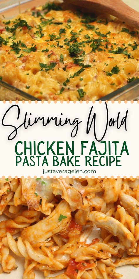 Chicken Fajita Pasta Bake, Fajita Bake Recipe, Fajita Pasta Bake, Fajita Pasta Recipe, Slimmers World Recipes, Fajita Pasta, Fajita Spices, Pasta Bake Recipe, Pasta Lunch