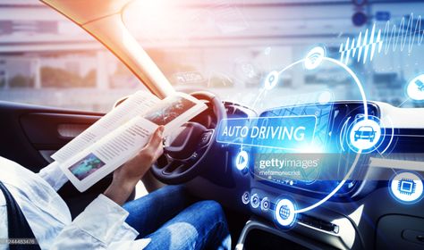 Stock Photo : young woman reading a magazine in a autonomous car. driverless car. self-driving vehicle. heads up display. automotive technology. Robotics Engineering, Autonomous Vehicle, Head Up Display, Bluetooth Audio, Woman Reading, Automobile Industry, Global Economy, Self Driving, Commercial Vehicle