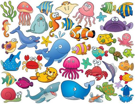 Sea Animal Cartoon, Tile Background, Cartoon Sea Animals, Octopus Squid, Cartoon Fish, Sea Animal, Animal Cartoon, Clown Fish, Marine Animals