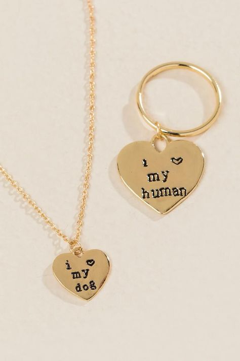 Dog and Human Friendship Set- Gold alternate2 #DogChristmas Dog And Human, Positive Dog Training, Friendship Necklace, Best Dog Training, Dog Things, Dog Necklace, Dog Jewelry, Puppy Stuff, Dog Items