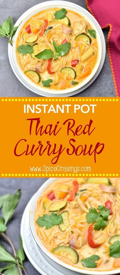 Thai Red Curry Soup, Thai Curry Soup, Curry Soup Recipes, Soup Curry, Chicken Instant Pot, Red Curry Chicken, Pot Noodle, Thai Soup, Chard Recipes