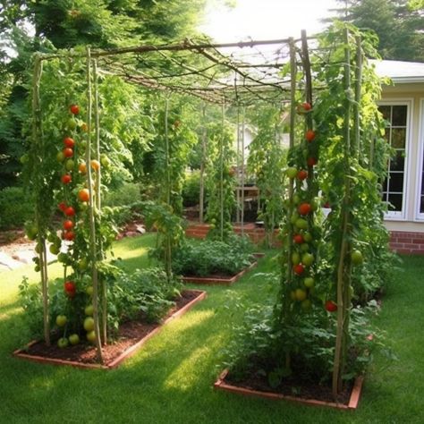 How to build a tomato trellis (step-by-step guide) Tomatoes Trellis Ideas, Tomato Trellis Ideas Diy, Tomato Trellis Ideas, Tomato Plant Trellis, Diy Tomato Trellis, Tomato Trellis, Garden Goals, Trellis Ideas, Tomato Seedlings