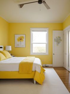 Bright Yellow Bedroom Walls, Yellow Painted Walls Bedroom, Yellow Wall Room Aesthetic, Yellow Room Aesthetic Walls, Buddhism Tattoo, Yellow Bedroom Walls, Yellow Painted Walls, Bedroom Minimal, Boo Baskets