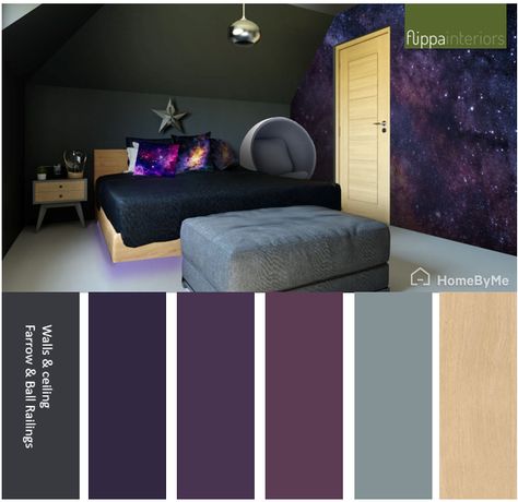 Black Grey Purple Bedroom, Purple And Grey Palette, Purple Grey Black Color Palette, Boys Purple Bedroom, Purple Boys Room, Navy And Purple Bedroom, Dark Purple Room Ideas Bedrooms, Royal Purple Bedrooms, Black And Purple Bedroom Ideas