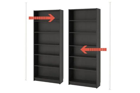 Billy Bookcase Wall Divider, Billy Bookcase Room Divider, Bookcase Room Divider Ideas, Ikea Bookshelf Hack, Ikea Room Divider, Bedroom Divider, Bookshelf Room Divider, Bookcase Plans, Billy Ikea