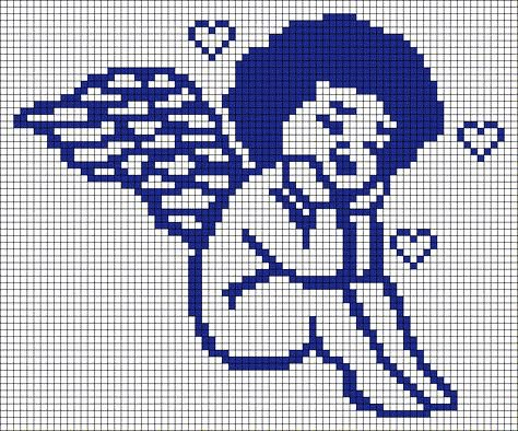 Pixel Grid Crochet Patterns, Crochet Alpha Pattern Two Color, Alpha Graph Crochet, Angel Pixel Art, Angel Alpha Pattern, Grids Crochet, Crochet Alpha Pattern Words, Angel Grid Pattern, Pixel Grid Ideas