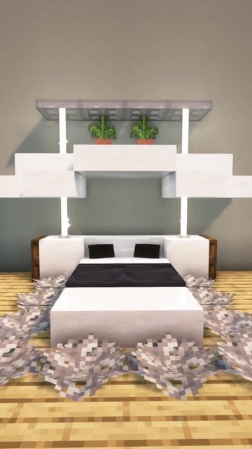 BeeSafe on Instagram: "Minecraft Modern Bed Design 🤩 • Follow @beesafe_minecraft for more! #minecraft #minecraftbuilds #minecraftbuild #minecrafttutorial #minecraftjava #minecraftbedrock #minecraftbuilding #minecraftbuildings" Minecraft Interior Design Modern Bedroom, Minecraft White Room Ideas, Minecraft Modern Bed Ideas, Modern Bedroom Ideas Minecraft, Modern Minecraft Bedroom Design, Bed Design In Minecraft, How To Make A Minecraft Bed, Minecraft 4 Poster Bed, Beds In Minecraft Ideas