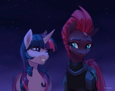 Twilight and Tempest 🌌  Old sketch redraw  #art #digital #digitaldrawing #digitalart #instaart #pony #mlp #mylittlepony… Tempest Shadow, Twilight Sparkle Alicorn, Mlp Twilight, Looking At Each Other, Mlp Fan Art, My Little Pony Comic, My Little Pony Characters, My Little Pony Drawing, Mlp Pony