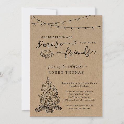 S'mores Graduation Party Invitation Kindergarten Graduation Invitations, Couples Baby Shower Invitations, Rustic Baby Shower Invitations, Twins Baby Shower Invitations, Couples Bridal Shower, Couples Baby Showers, Graduation Party Invitation, Twins Baby Shower, Engagement Invitations