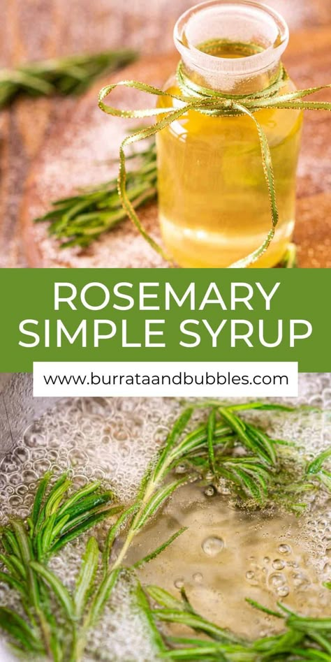 Rosemary Simple Syrup Fancy Cocktails Recipes, Simple Syrup Recipe, Bubble Recipe, Rosemary Syrup, Happy Hour Food, Rosemary Simple Syrup, Kitchen Staples, Simple Syrup Recipes, Light Appetizers