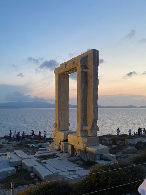 Greece Travel Aesthetic, Temple Of Apollo, Mediterranean Aesthetic, Naxos Greece, Naxos Island, Greek Island Hopping, Aesthetic Sunset, Greece Islands, Europe Summer