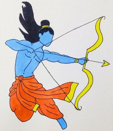 Easy Illustration Art, Ram Sita Drawing, Sita Drawing, Temple Drawing Indian Simple, Cartoon Rangoli, Cartoons Rangoli, Warrior Paint, Temple Drawing, Radha Radha