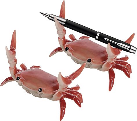 Amazon.com: 2Pcs Funny Crab Pen Holder Weightlifting Crab Desk Pen Stand for Pen Storage Office Desk Display Decorations : Office Products Weird Decor, Funny Crab, Ocean Bathroom, Cool Office Supplies, Desk Display, Storage Office, Pencil Holders, A Reading Nook, Pen Stand