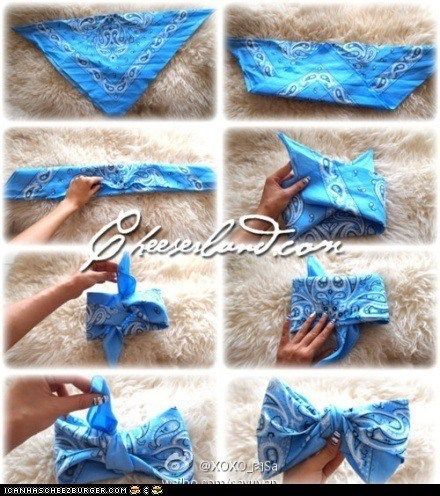 The Perfect Bandana Bow! Bandana Headbands, Bandana Crafts, Cheerleading Bows, Bandana Bow, Michelle Dockery, Head Scarves, Hair Wraps, Headband Styles, Pocket Squares