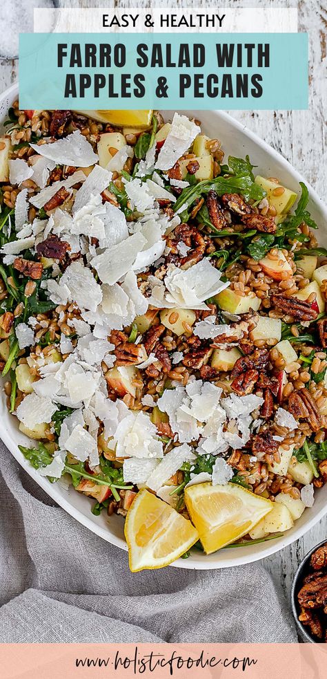 Fall in love with the flavors of autumn with this hearty and delicious apple farro salad! Packed with wholesome ingredients like crisp apples, nutty farro, and a tangy Dijon vinaigrette, this salad is the perfect combination of sweet and savory. Faro Salad, Farro Salad Recipes, Farro Recipes, Dijon Vinaigrette, Pecan Salad, Farro Salad, Pear Salad, High Fiber Foods, Mango Salad