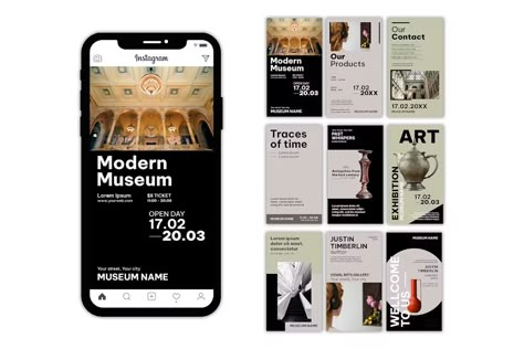 Art Museum Exhibition Instagram Story Templates, Social ft. art & exhibition - Envato Elements Museum Social Media Design, Exhibition Social Media Post, Museum Social Media, Museum Graphic Design, Exhibition Museum, Paint Gallery, Fashion Communication, Social Templates, Story Templates