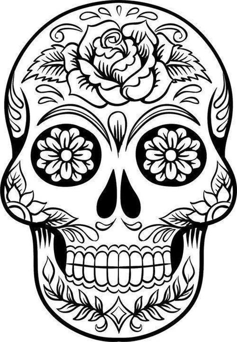 Dibujos para colorear el día de los muertos (51) - Imagenes Educativas Sugar Skull Stencil, Sugar Skull Art Drawing, Sugar Skull Drawing, Candy Coloring Pages, Skull Coloring, Skull Color, Sugar Skull Artwork, Skull Stencil, Skull Sketch