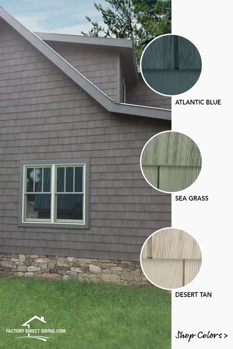 Green Shake Siding, Vinyl Shakes On House, Vinyl Cedar Shake Siding Exterior Colors, Vinyl Shake Siding Exterior, Painted Cedar Shake Siding, Vinyl Cedar Shake Siding, Certainteed Siding, Vinyl Shake Siding, Addition Plans