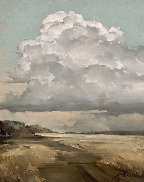 Joseph Alleman, Contemporary Landscape Painting, Clouds Photography, Painting Medium, Sky Painting, Watercolor Landscape Paintings, Artist House, Classical Art, Tree Painting