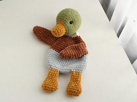 Crochet Duck Lovey Pattern Crochet Snuggler Crochet Lovey - Etsy Australia Crochet Duck Lovey, Crochet Mallard Duck, Lovey Blanket Crochet, Crochet Lovey Pattern, Duck Lovey, Crochet Snuggler, Baby Lovey Blanket, Giraffe Lovey, Crochet Duck