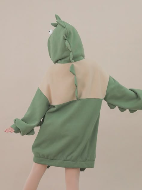 Dinosaur Hoodie, Kawaii Hoodies, Green Dinosaur, Hoodie Size Chart, Pocket Hoodie, Comfy Sweaters, Kawaii Clothes, Character Outfits, Kawaii Fashion