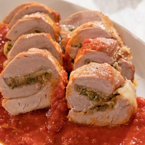 Pork Braciole by Giada De Laurentiis Pork Braciole Recipe, Pork Braciole, Braciole Recipe Italian, Italian Braciole, Beef Braciole, Braciole Recipe, Giada De Laurentiis Recipes, Barbecue Pork Ribs, Giada Recipes