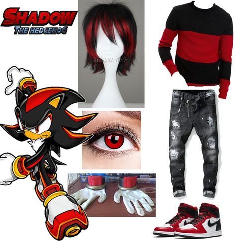 #Sonicthehedgehog #SonicShadow #Shadowthehedgehog #Cosplay #Outfits Shadow Outfit Sonic, Shadow The Hedgehog Outfit Ideas, Shadow Cosplay Sonic, Shadow The Hedgehog Inspired Outfit, Sonic Outfit Ideas, Shadow The Hedgehog Outfit, Sonic Inspired Outfits, Shadow The Hedgehog Cosplay, Shadow Cosplay