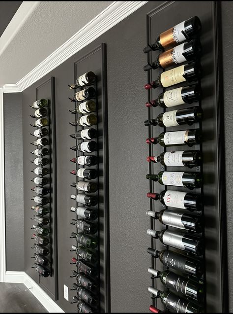 Wine Accent Wall, Wine Rack Wall Ideas, Wine Wall Display, Arizona House, Wine Cellar Design, Bass Lake, Cellar Design, Wine Wall, Wine Display