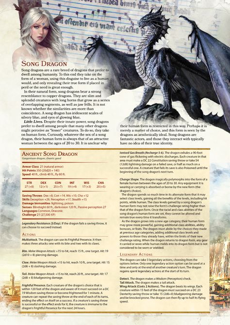 Song Dragon - Album on Imgur Homebrew 5e, 5e Monsters, Homebrew Monsters, Guerriero Samurai, Dnd Monster, Monster Manual, Dnd Stats, Dnd Homebrew, Dnd Classes