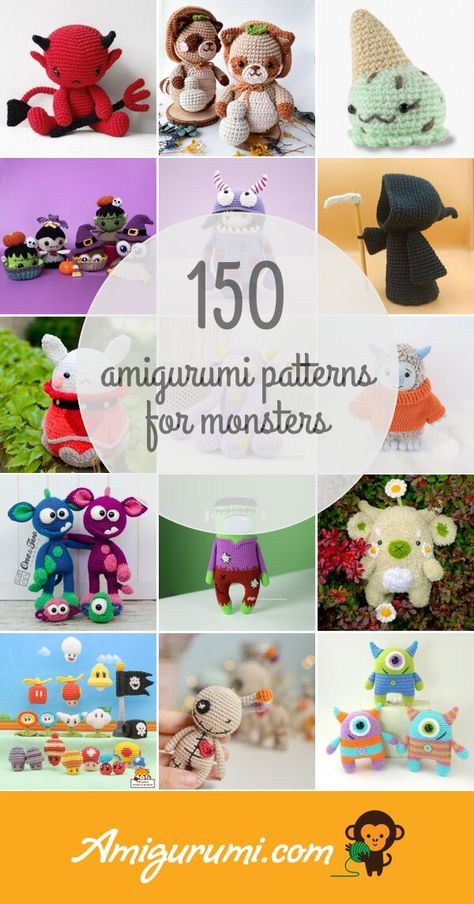 Amigurumi Patterns For Monsters Cute Crochet Monsters, Monster Crochet Pattern Free, Crochet Monster Pattern Free, Monster Crochet Pattern, Monster Amigurumi, Monster Crochet, Crochet Monster, Crochet Monsters, Easy Crochet Blanket