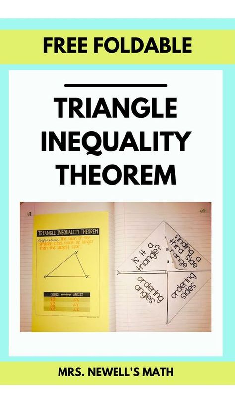 Free Triangle Inequality Theorem foldable for Geometry Classroom Triangle Inequality Theorem, Geometry Classroom, Congruent Triangles, Triangle Inequality, Secondary Math Classroom, Secondary Math, Class Ideas, Math Classroom, Free Resources