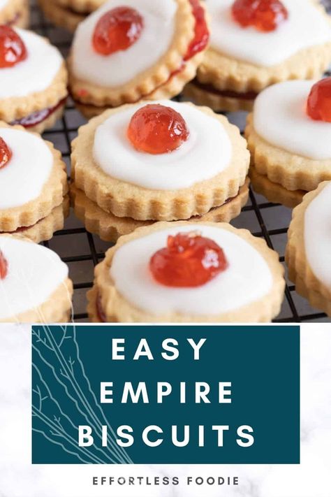 The perfect bake for Afternoon Tea or a sweet after-school snack, these classic Empire biscuits are so easy to make and are totally moreish! Empire Biscuit Recipe, Empire Biscuits, Berry Banana Bread, German Biscuits, Cookies Around The World, Scottish Dishes, Jelly Sweets, Biscuits And Cookies, Recipes To Bake