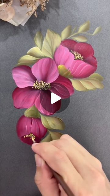 Flower Sketching, Flower Painting Videos, Draw Scenery, Flower Petal Art, Floral Paintings Acrylic, Petal Art, Drawing Scenery, Painting Flowers Tutorial, Fabric Paint Diy