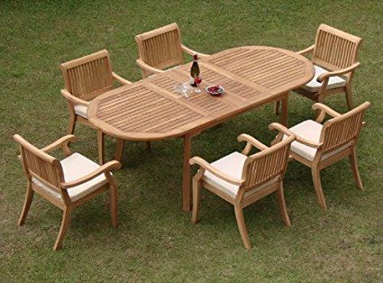 Kursi Outdoor, Teak Shower Bench, Beachfront Decor, Set Meja Makan, Dining Furniture Sets, Outdoor Rocking Chairs, Oval Table, Teak Outdoor, Arm Chairs