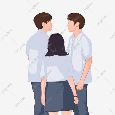 Triangle Love Illustration, Love Triangle Drawing, School Uniform Png, Uniform Png, Triangle Drawing, Birth Pictures, Triangle Love, Classroom Background, High School Love