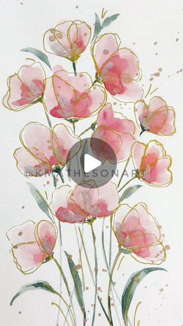 Katina Matheson Art Studio on Instagram: "Some pretty pink florals today. Not feeling the best so needed to do something soothing and low pressure. These soft and loose flowers did the trick.  Loving the color and practiced some line work also.  Do you paint even when you are tired or sick?  . . . #watercolorpainting #watercolour #paintingtutorial #abstract #artidea #floralart #watercolorart #watercolorartist #grabie #floraldesign" Watercolor Pink Flowers, Loose Watercolor Flowers Watercolour, Loose Watercolour Florals, Flower Painting Videos, Loose Watercolor Roses, Loose Abstract Watercolor Flowers, Abstract Watercolor Paintings Tutorials, Watercolour Pink Flowers, Abstract Watercolor Flower