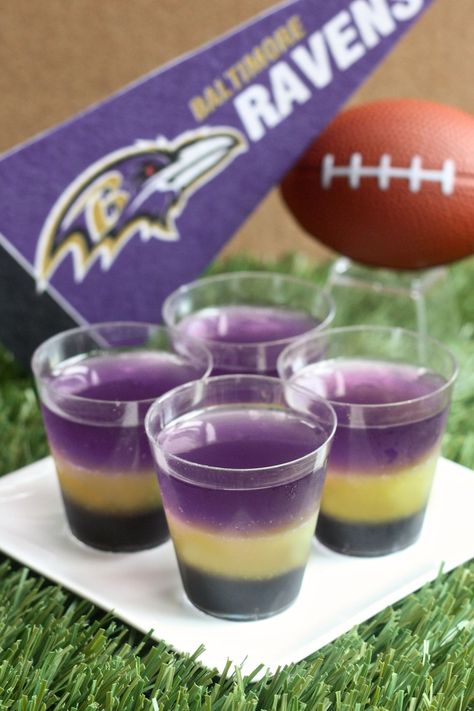 Jell O Shots, Lemon Jello, Baltimore Ravens Football, Black Food Coloring, Jello Shot Recipes, Ravens Football, Tailgate Food, Black Food, Jell O