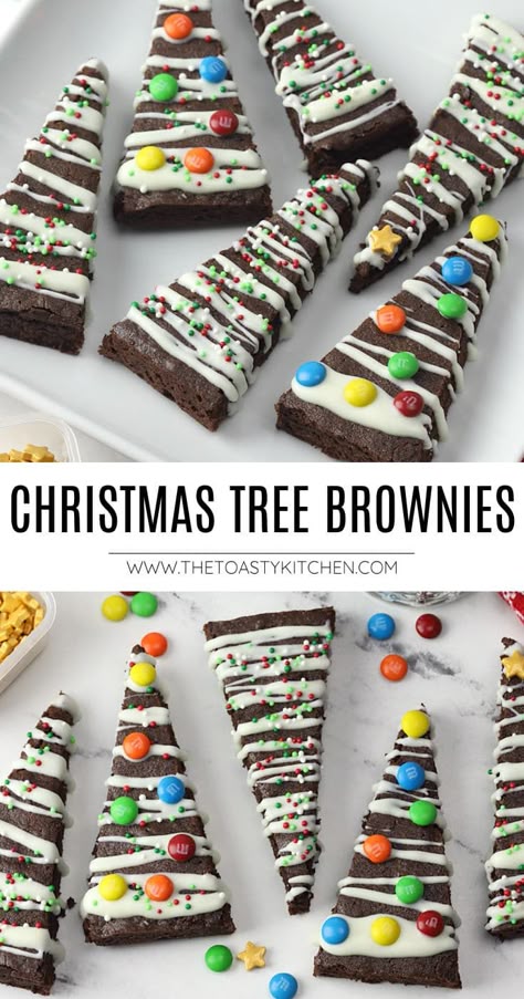 Christmas Deserts Easy, Brownies Christmas, Tree Brownies, Christmas Tree Chocolates, Chewy Chocolate Brownies, Christmas Tree Brownies, White Chocolate Drizzle, Easy Christmas Tree, Christmas Brownies