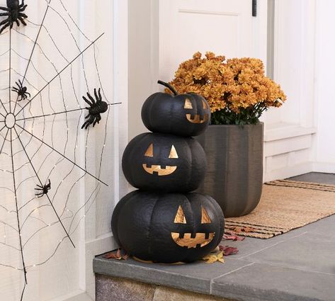 Pottery Barn Pumpkin, Pottery Barn Halloween, Pottery Barn Black, Pottery Barn Decor, Holiday Decor Halloween, Home Decor Halloween, Faux Pumpkins, Scary Halloween Party, Construction Crafts