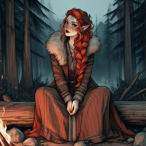 Medieval Witch, Redhead Art, Witch Characters, Elf Art, Pathfinder Character, Elves And Fairies, Witch Aesthetic, Dnd Characters, Fantasy Artwork