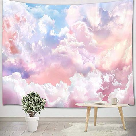 Cloud Tapestry, Abstract Clouds, Indie Decor, Abstract Cloud, Pink Cloud, Fabric Wall Hanging, Pink Clouds, Natural Scenery, Natural Landscape