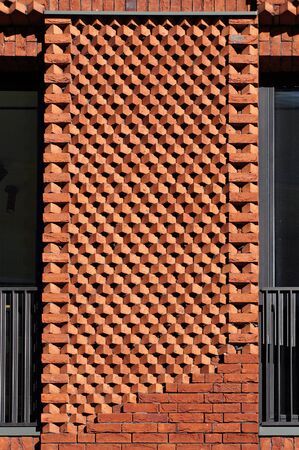 123RF - Millions of Creative Stock Photos, Vectors, Videos and Music Files For Your Inspiration and Projects. Modern Brick Wall, Brick Wall Pattern, Brick House Designs, Brick Works, Brick Cladding, Brick Detail, Brick Art, Facade Architecture Design, Wall Pattern