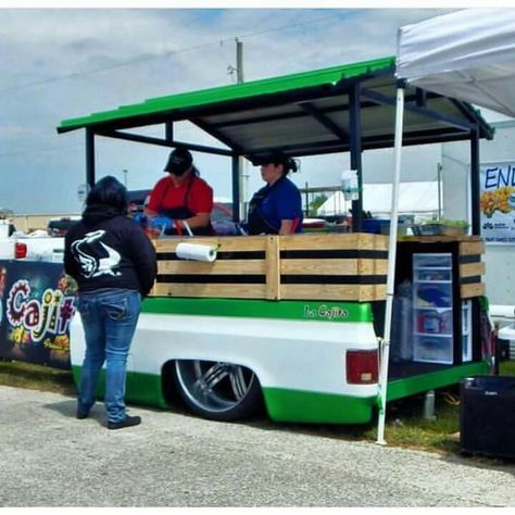 Truck bed vendor trailer Truck Bed Food Cart, Food Cart Trailer, Snack Trailer Ideas, Truck Bed Trailer Ideas, Trailer Food Truck Ideas, Diy Food Trailer, Truck Bed Trailer, Bbq Smoker Trailer, Mobile Coffee Shop