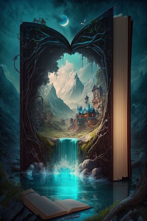 Book Centerpieces, Fantasy Tattoos, Dreamy Artwork, Fantasy Book, Fantasy Castle, Water Art, To Infinity And Beyond, Dreamy Art, Fantasy Inspiration