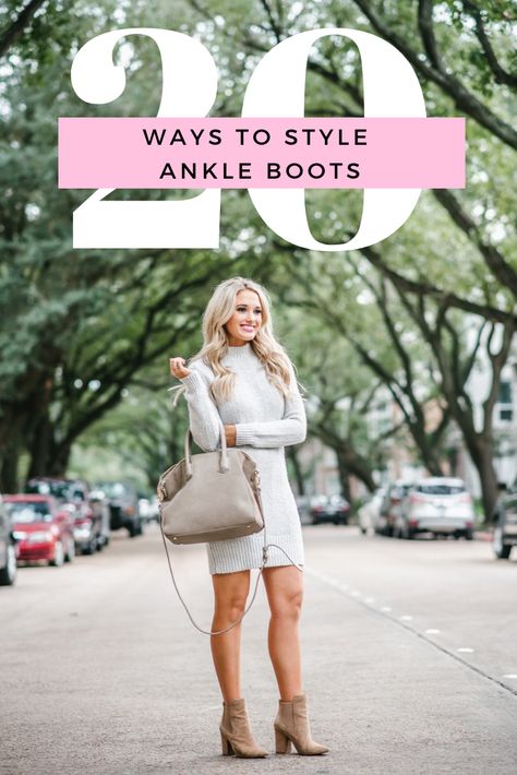 20+ Ways To Style Ankle Boots - Lillies and Lashes Booties Outfit Dressy, Booties Work Outfit, Fall Booties Ankle Boots, Ankle Boots Outfit Winter, Nude Ankle Boots, Dress With Ankle Boots, Best Ankle Boots, Pink Ankle Boots, Nude Boots