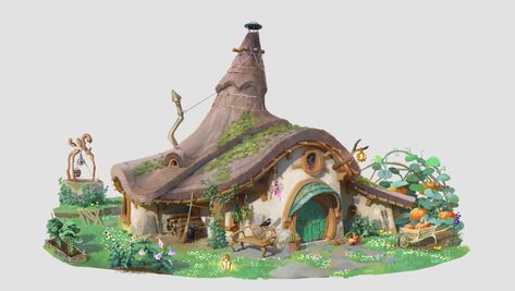 ArtStation - Witch cottage Fantasy Cottage Art, Cottage Concept Art, Witch Hut, The Art Showcase, Fantasy Cottage, Forest Drawing, Cottage Witch, Witch Cottage, Art Showcase