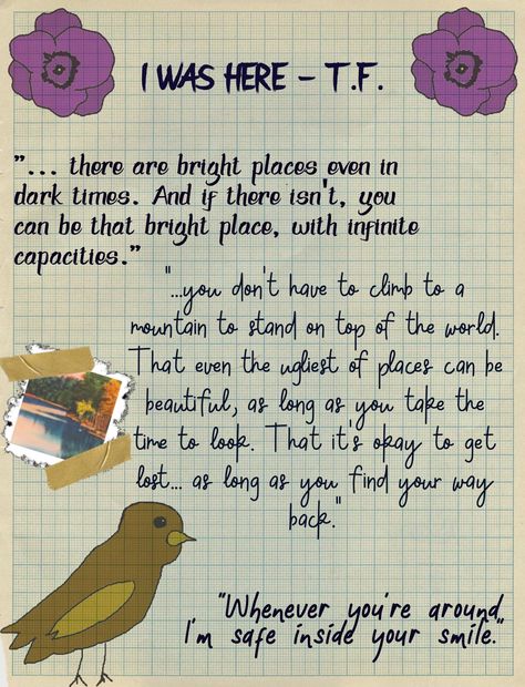 A journal page inspired by the All the Bright Places featuring some of my favorite quotes and some drawings of mine. All The Bright Places Fan Art, All The Bright Places Wallpapers, All The Bright Places Finch, All The Brightest Places, All The Bright Places Poster, All The Bright Places Aesthetic, All The Bright Places Quote, All The Bright Places Book, All The Bright Places Quotes