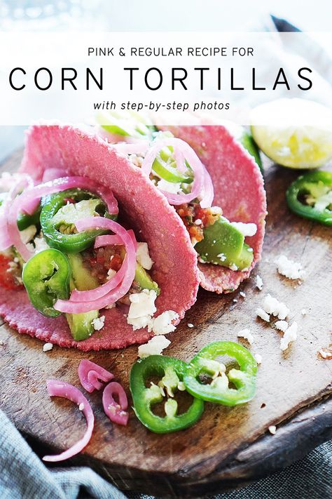 Corn Images, Pink Party Foods, Corn Tortilla Recipes, Tortillas Recipe, Homemade Corn Tortillas, Mexican Kitchen, Pink Food, Tortilla Recipe, Beet Juice